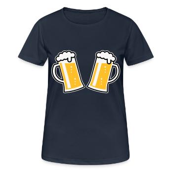 2 Maßkrüge Prosten (Bier / Bierseidel / 3C) - Frauen T-Shirt atmungsaktiv - Dunkelnavy - Vorne - AI Model Female 172 light (172cm)