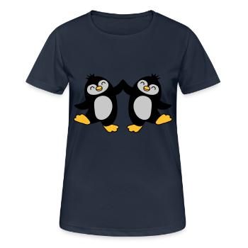 High Five Bienvenue Pingouins - T-shirt respirant Femme - bleu marine foncé - Devant - AI Model Female 172 light (172cm)