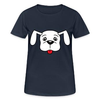 chien tirant la langue vilain chiot animal de compagnie - T-shirt respirant Femme - bleu marine foncé - Devant - AI Model Female 172 light (172cm)