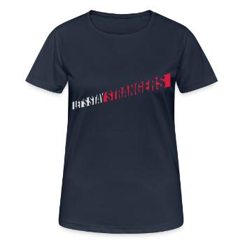 Citation Restons Strangers - T-shirt respirant Femme - bleu marine foncé - Devant - AI Model Female 172 light (172cm)