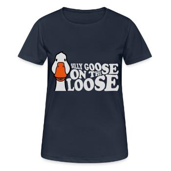 goose on the loose - Women's Breathable T-Shirt - dark navy - Front - AI Model Female 172 light (172cm)