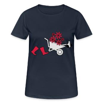 Garten stiefel schubkarre gartenarbeit - Frauen T-Shirt atmungsaktiv - Dunkelnavy - Vorne - AI Model Female 172 light (172cm)