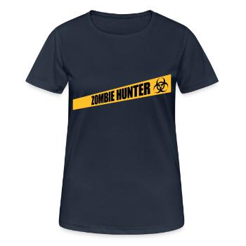 zombie hunter Halloween quote - Women's Breathable T-Shirt - dark navy - Front - AI Model Female 172 light (172cm)