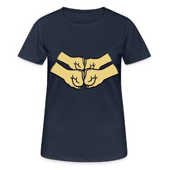 4 Haende Crew - Frauen T-Shirt atmungsaktiv - Dunkelnavy - Vorne - AI Model Female 172 light (172cm)