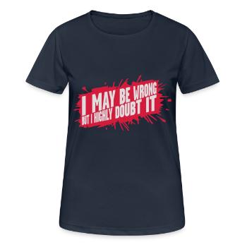 Je peux me tromper - T-shirt respirant Femme - bleu marine foncé - Devant - AI Model Female 172 light (172cm)