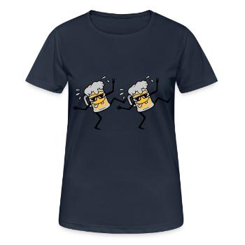 2 bières de soirée dansante - T-shirt respirant Femme - bleu marine foncé - Devant - AI Model Female 172 light (172cm)