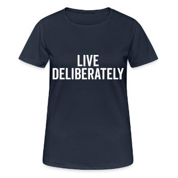 Bewusst leben - Frauen T-Shirt atmungsaktiv - Dunkelnavy - Vorne - AI Model Female 172 light (172cm)