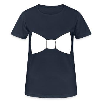 Noeud papillon cravate cravate costume de bébé - T-shirt respirant Femme - bleu marine foncé - Devant - AI Model Female 172 light (172cm)