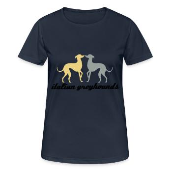Petit lévrier italien (PLI) - T-shirt respirant Femme - bleu marine foncé - Devant - AI Model Female 172 light (172cm)