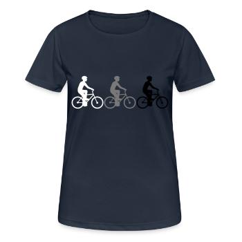 Amis d'équipage de sport d'équipe 3 cyclistes - T-shirt respirant Femme - bleu marine foncé - Devant - AI Model Female 172 light (172cm)