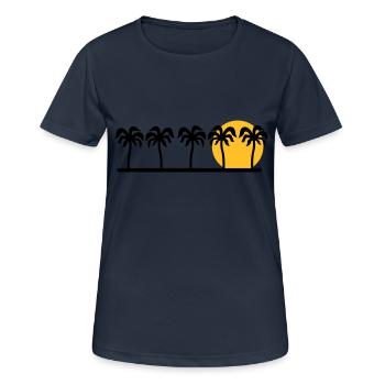 palmiers - T-shirt respirant Femme - bleu marine foncé - Devant - AI Model Female 172 light (172cm)
