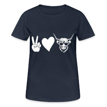 Bovins vaches Bovins Highland - T-shirt respirant Femme - bleu marine foncé - Devant - AI Model Female 172 light (172cm)