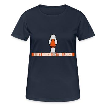 goose on the loose - Women's Breathable T-Shirt - dark navy - Front - AI Model Female 172 light (172cm)