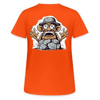 dessin animé broyeur de pierres dessin animé - T-shirt respirant Femme - orange néon - Dos - AI Model Female 172 dark (172cm)
