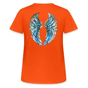 Ailes d'Ange Envolées en Aquarelle - T-shirt respirant Femme - orange néon - Dos - AI Model Female 172 dark (172cm)