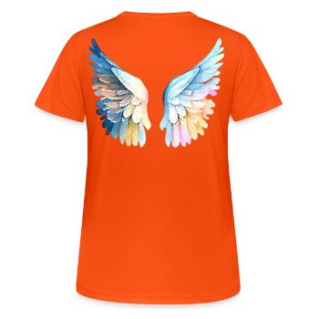 Ailes d'Ange Pastel Angelwings - T-shirt respirant Femme - orange néon - Dos - AI Model Female 172 dark (172cm)
