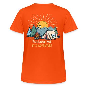 Camp Adventure - Women's Breathable T-Shirt - neon orange - Back - AI Model Female 172 dark (172cm)