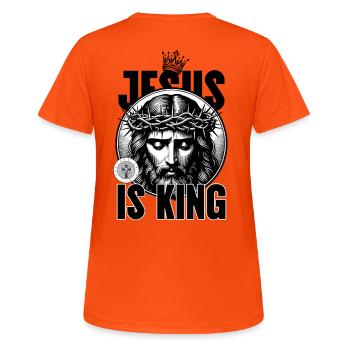 Jésus est Roi Couronne d’Épines - T-shirt respirant Femme - orange néon - Dos - AI Model Female 172 dark (172cm)