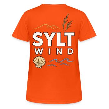 Sylt Wind North Sea Island Motif with Sea & Dunes - Women's Breathable T-Shirt - neon orange - Back - AI Model Female 172 dark (172cm)