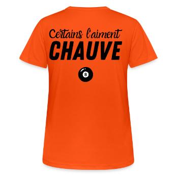 Certains l'aiment chauve - T-shirt respirant Femme - orange néon - Dos - AI Model Female 172 dark (172cm)