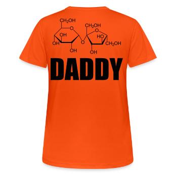 Nerdy Design « Sugar DADDY » - structure - T-shirt respirant Femme - orange néon - Dos - AI Model Female 172 dark (172cm)