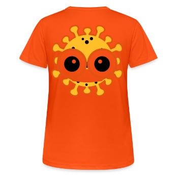 Corona & COVID-19 Conception - T-shirt respirant Femme - orange néon - Dos - AI Model Female 172 dark (172cm)