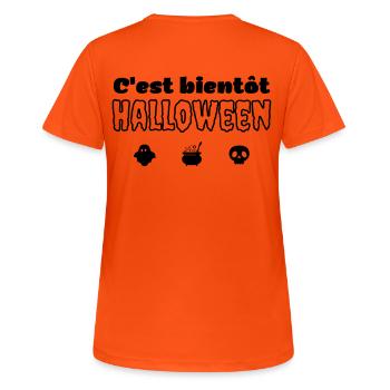 Soon halloween - Women's Breathable T-Shirt - neon orange - Back - AI Model Female 172 dark (172cm)