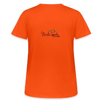 Nordic Sports Addicts - Frauen T-Shirt atmungsaktiv - Neonorange - Hinten - AI Model Female 172 dark (172cm)
