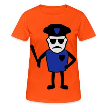 Polizist mit Schlagstock - Frauen T-Shirt atmungsaktiv - Neonorange - Vorne - AI Model Female 172 dark (172cm)