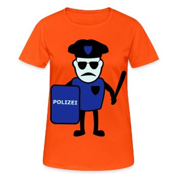Polizist mit Schlagstock - Frauen T-Shirt atmungsaktiv - Neonorange - Vorne - AI Model Female 172 dark (172cm)