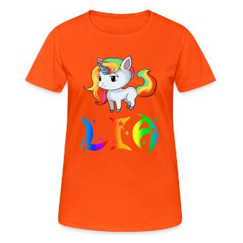 Lia Unicorn - Women's Breathable T-Shirt - neon orange - Front - AI Model Female 172 dark (172cm)