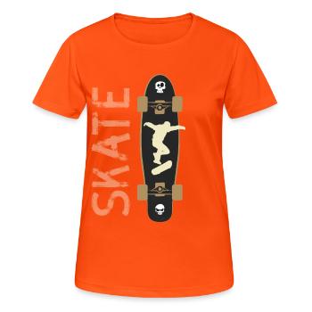 skate skateboard longboard halfpipe jump skull LOL - T-shirt respirant Femme - orange néon - Devant - AI Model Female 172 dark (172cm)