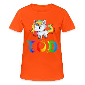 Einhorn Tod - Frauen T-Shirt atmungsaktiv - Neonorange - Vorne - AI Model Female 172 dark (172cm)