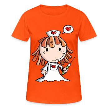 Liebe Krankenschwester - Herz - Niedlich - Beruf - Frauen T-Shirt atmungsaktiv - Neonorange - Vorne - AI Model Female 172 dark (172cm)