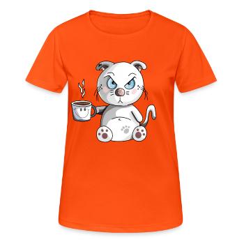 Grummelige Morgenmuffel Katze - Kaffee - Katzen - Frauen T-Shirt atmungsaktiv - Neonorange - Vorne - AI Model Female 172 dark (172cm)