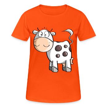 Funny Dotted Cow - Cows - Comic - Kids - Women's Breathable T-Shirt - neon orange - Front - AI Model Female 172 dark (172cm)