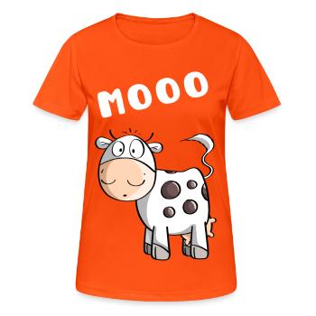 Little Mooo Cow - Cows - Comic - Women's Breathable T-Shirt - neon orange - Front - AI Model Female 172 dark (172cm)