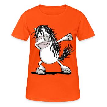 Cooles Dab Dance Schimmel Pferd Fun Dabbing Pony - Frauen T-Shirt atmungsaktiv - Neonorange - Vorne - AI Model Female 172 dark (172cm)