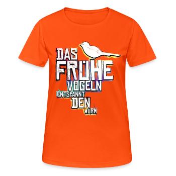 Farbiges Sexy Party Sprichwort Shirt - Frauen T-Shirt atmungsaktiv - Neonorange - Vorne - AI Model Female 172 dark (172cm)
