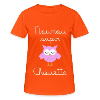 Nounou super chouette (écrit blanc) - T-shirt respirant Femme - orange néon - Devant - AI Model Female 172 dark (172cm)