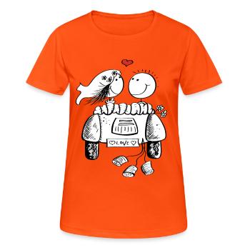 Wedding car with in love wedding couple - Women's Breathable T-Shirt - neon orange - Front - AI Model Female 172 dark (172cm)