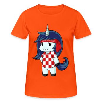 Croatia world champion unicorn - Women's Breathable T-Shirt - neon orange - Front - AI Model Female 172 dark (172cm)