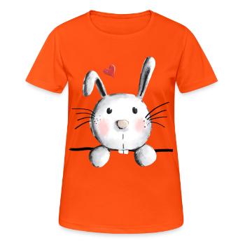 Lapin avec coeur - lapin - lapin - mucki - lapin - T-shirt respirant Femme - orange néon - Devant - AI Model Female 172 dark (172cm)