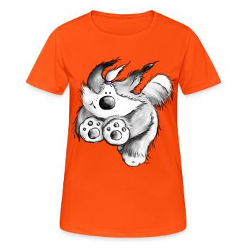 Flying Bearded Collie- Chien - T-shirt respirant Femme - orange néon - Devant - AI Model Female 172 dark (172cm)