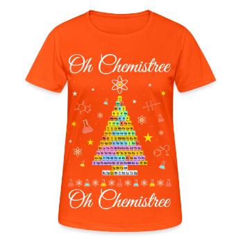 Chemistree aktuelles Periodensystem Weihnachtsbaum - Frauen T-Shirt atmungsaktiv - Neonorange - Vorne - AI Model Female 172 dark (172cm)