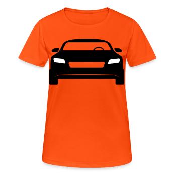 Sportwagen - Frauen T-Shirt atmungsaktiv - Neonorange - Vorne - AI Model Female 172 dark (172cm)