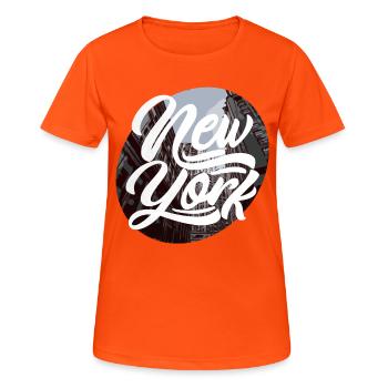 New York - T-shirt respirant Femme - orange néon - Devant - AI Model Female 172 dark (172cm)