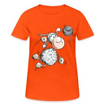 Sportliches Schaf - Frauen T-Shirt atmungsaktiv - Neonorange - Vorne - AI Model Female 172 dark (172cm)