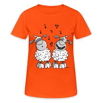 Moutons musicale - T-shirt respirant Femme - orange néon - Devant - AI Model Female 172 dark (172cm)