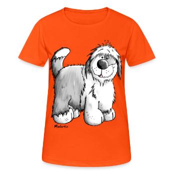 Bobby le Bobtail chien - T-shirt respirant Femme - orange néon - Devant - AI Model Female 172 dark (172cm)